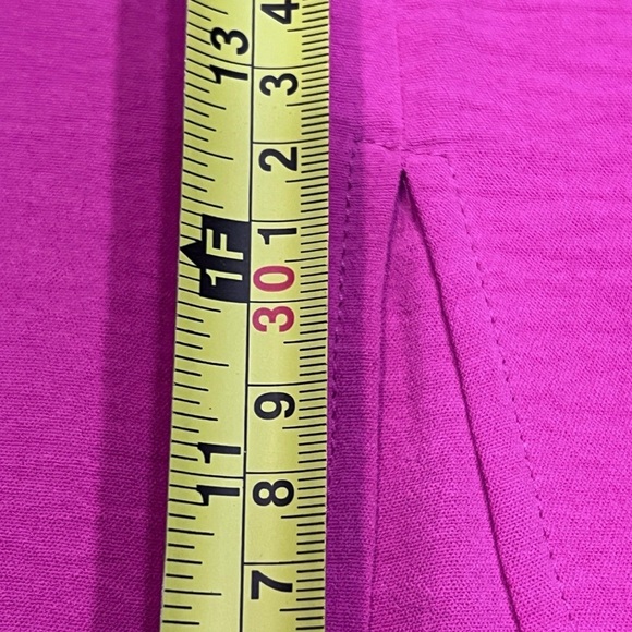 Monteau Los Angeles Pink Midi Square Neck, Puff Sleeved, Front Slit Dress Sz Lg - Picture 11 of 15